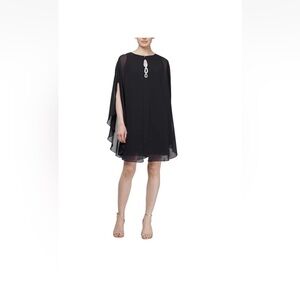 Connected Apparel Black Mini Cape Dress